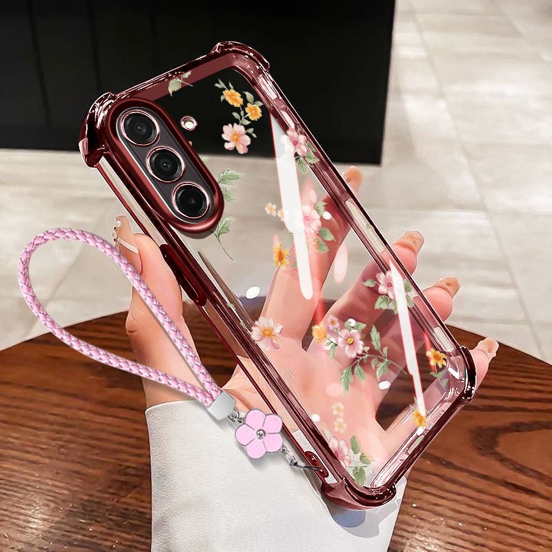 Capa VRQR Para Samsung Galaxy A57 A37 A27 A17 A56 A36 A26 A16 5G 4G Romântico Pequena Flor Transparente De Telefone De P