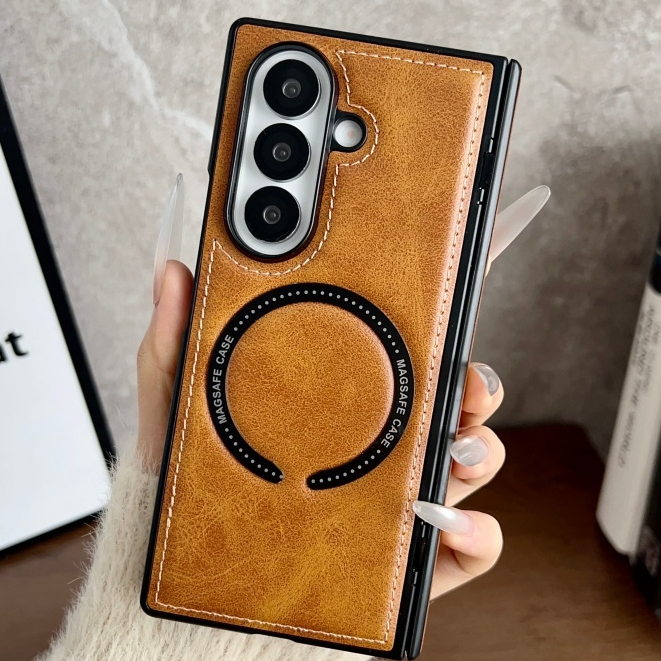 Capa De Couro Luxuosa Para Carregamento Magnético , Adequada Samsung Galaxy Z Fo