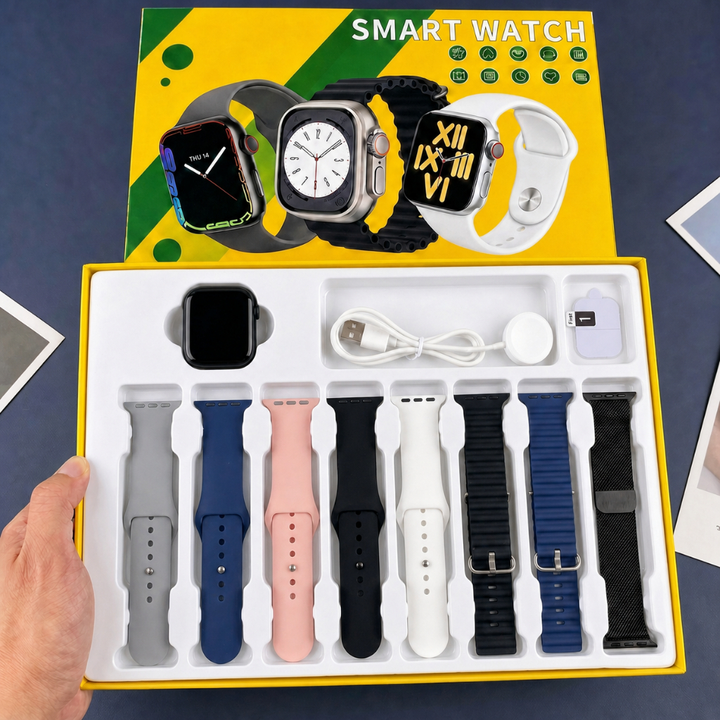 Novo Smartwatch S10 Mini 8 em 1 suporta chamadas Bluetooth detecção de pressão arterial impermeável Envio rápido