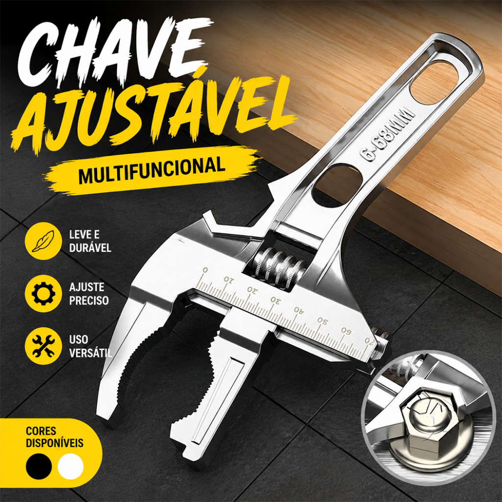 Chave Hidráulica e Inglesa Chave Multifuncional Ajustável para Banheiro Ideal para Torneiras e Pia