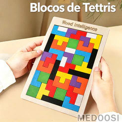 Tetris 3D Tangram de Madeira MDF | Brinquedo Educativo Montessori Seguro para Bebês | Jogos Infantis Pedagógicos