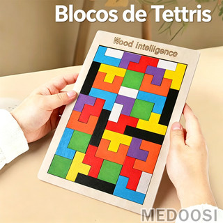 Tetris 3D Tangram de Madeira MDF | Brinquedo Educativo Montessori Seguro para Bebês | Jogos Infantis Pedagógicos
