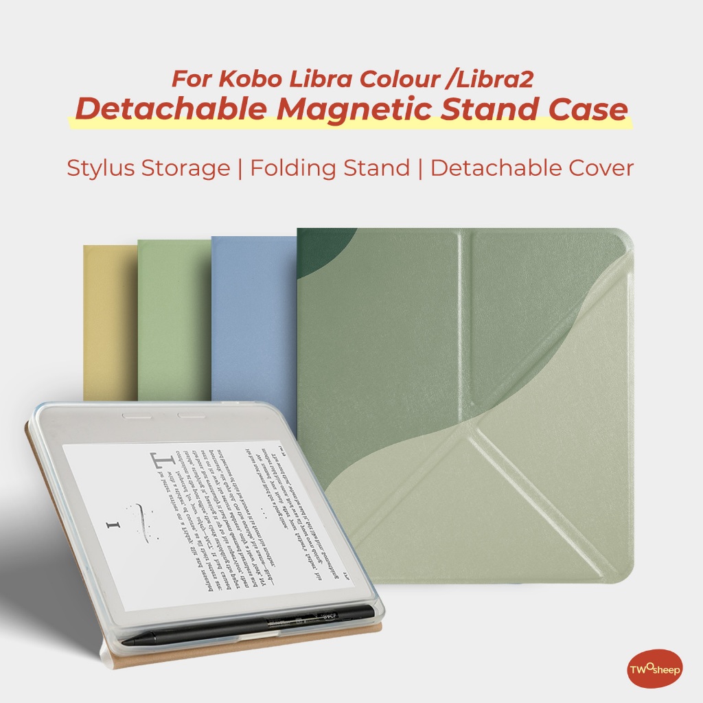 Twosheep Solid Case Terno Para Kobo Libra Color Libra2 Minimalista Simples Magnético Destacável Suporte Stylus Pen Holde