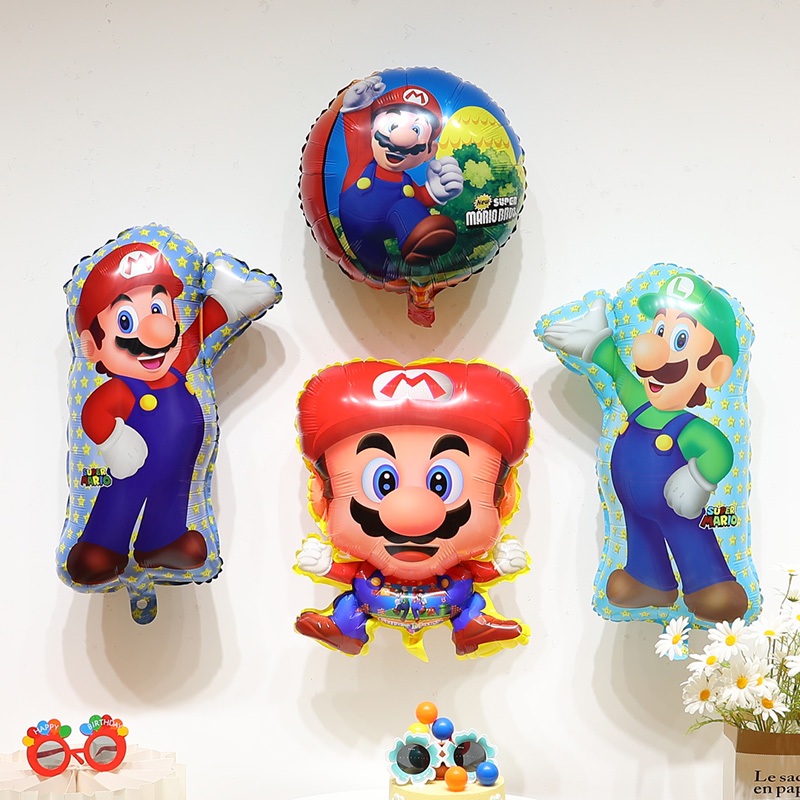 Balão Super Mary Mario De 18 Polegadas , Decoração De Aniversário Infantil , Folha De Alumínio , Suprimentos Para Festa 