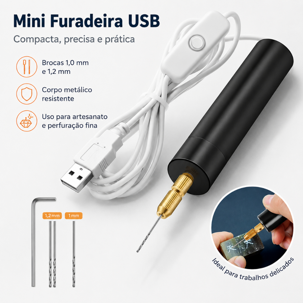 Mini Broca Elétrica Manual De 5V Com Rotativa Portátil Alimentada Por USB De Torção Utilizada