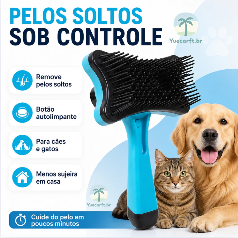 Escova Pente Plastico Para Pentear Cachorros e Gatos Pet Tirar os Pelos
