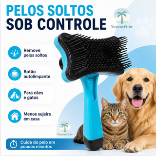 Escova Pente Plastico Para Pentear Cachorros e Gatos Pet Tirar os Pelos