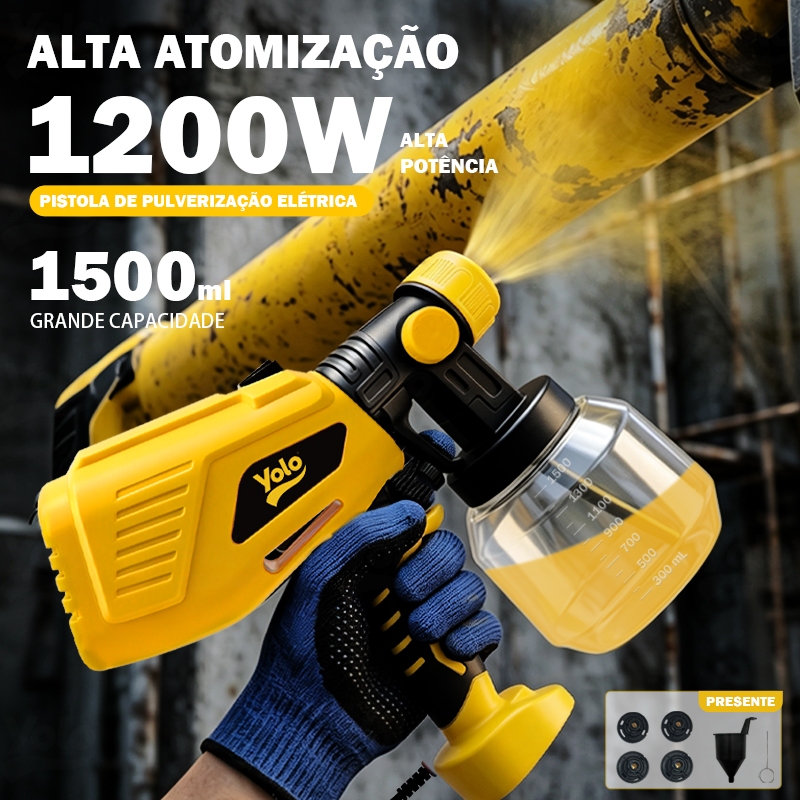 Pistola Elétrica para Pintura Pulverizador de tinta Compressor com Bico de Metal 400w/1200w