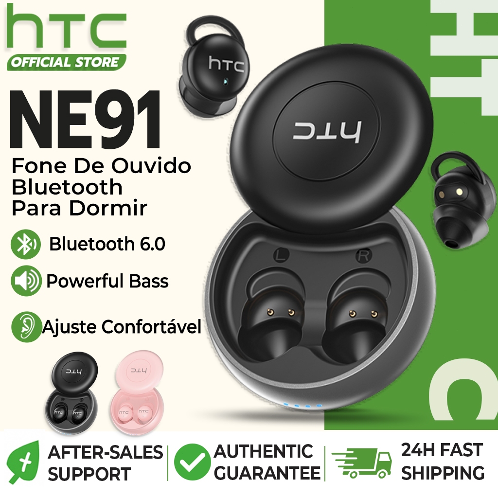 HTC NE91 Fone De Ouvido Bluetooth 6.0 Sem Fio Para Dormir Fone Com Cancelamento De Ruído – Duplo (ANC + Físico)