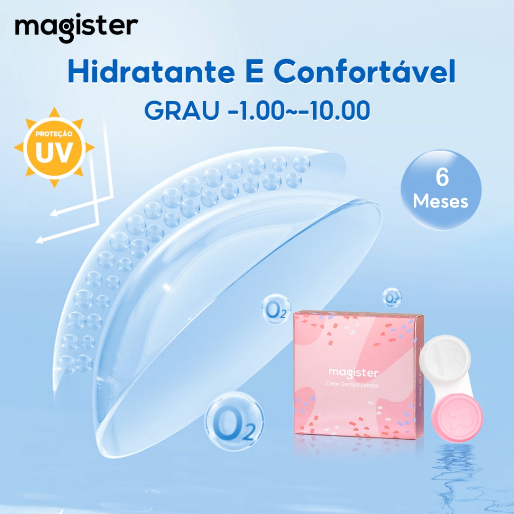 [-1.00~-10.00] Magister Lentes De Contato Com Grau Miopia Natural Transparentes Confortáveis 1 Par 14.0mm 6 Meses