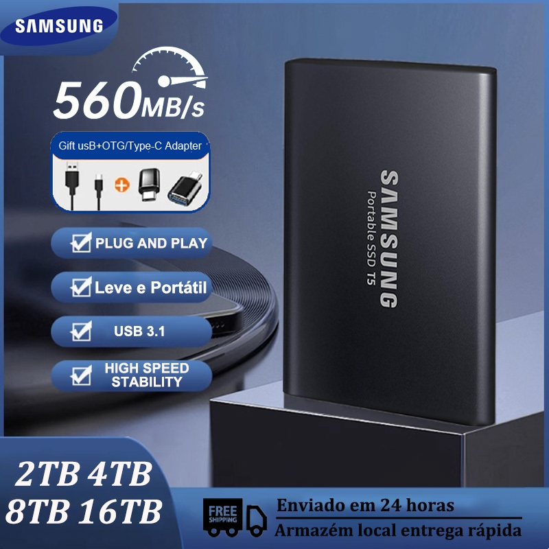 SAMSUNG T5 Portable SSD 2TB 4TB 8TB 16TB External Solid State Drive USB 3.1 External Hard Drive HD