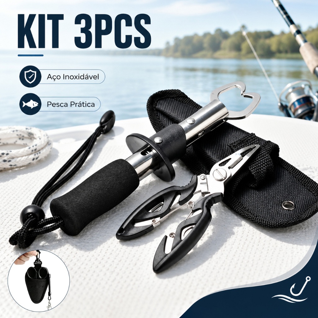 Kit 3Pcs Alicate De Pesca E Ferramentas Multifuncionais Para Os Lábios De Peixe