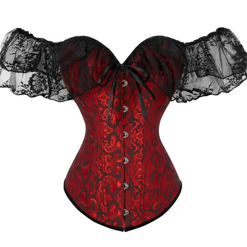 Espartilho feminino de renda com estampa floral e armações modeladoras, ideal para casamentos e festas