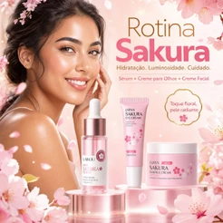 Kit Skincare Sakura LAIKOU Sérum Facial Creme Hidratante Clareador 3 Peças