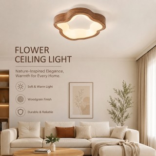 Luz De Teto Redonda Minimalista Moderna De Ferro , Lustres De Grão De Madeira LED , Lâmpada Decorativa Para Quartos , Co