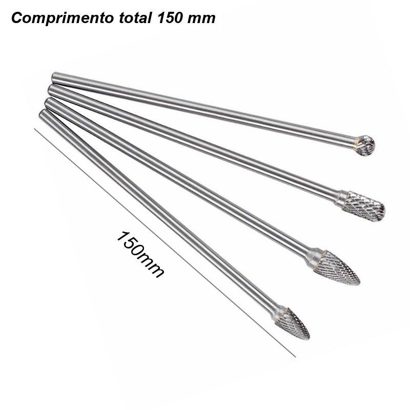 Fresa De 150mm 1/4 De Carboneto Jogo De Rebarbas Metal Duro Ferramentas Abrasivas Arquivo Eixo Longo Rotativas Madeira — imagem 2 de 2