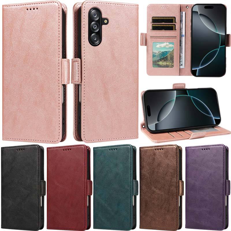 Capa De Luxo Para Samsung Galaxy A27 A37 A57 S26 FE A56 A36 A17 A26 A07 A06 A16 A55 A35 A25 A54 M56 5G Retro Carteira Sl