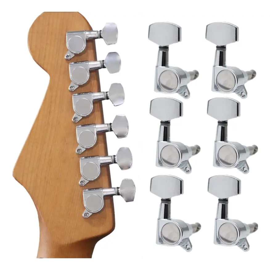 Para Strato/tele Guitarra Jogo 6 Tarraxas Blindadas Em Linha