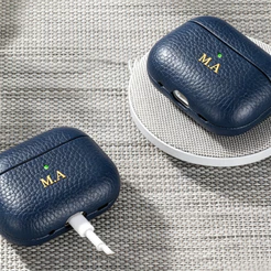 Premium Personalizado Carta Inicial Airpods5 Capa Negócios Litchi Texturizado Couro Fone De Ouvido Caso Para Pro3