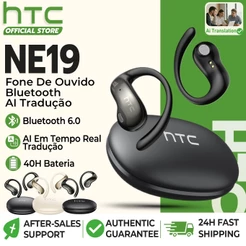 HTC NE19 Fone De Ouvido Bluetooth Gancho De Orelha AI Sem Fio Tradução Em Tempo Real Controle Por Toque Microfone