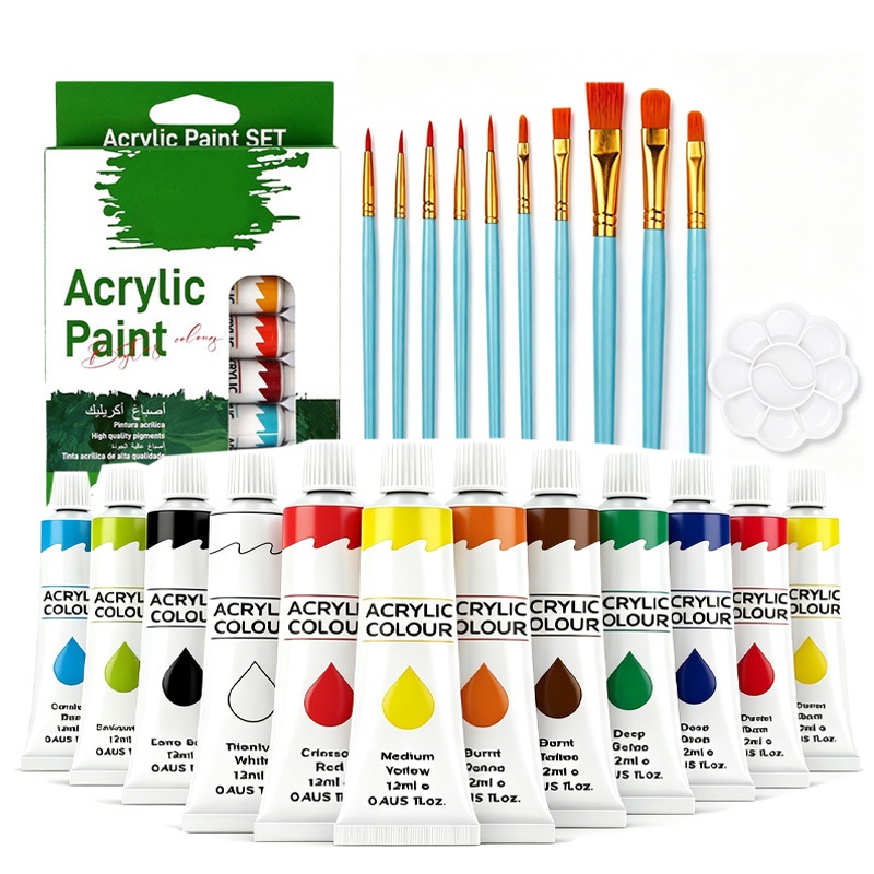 Kit Tinta Acrílica Para Crianças 12 Cores Impermeável Diy Pigmento Pintura Para Graffiti Artesanal