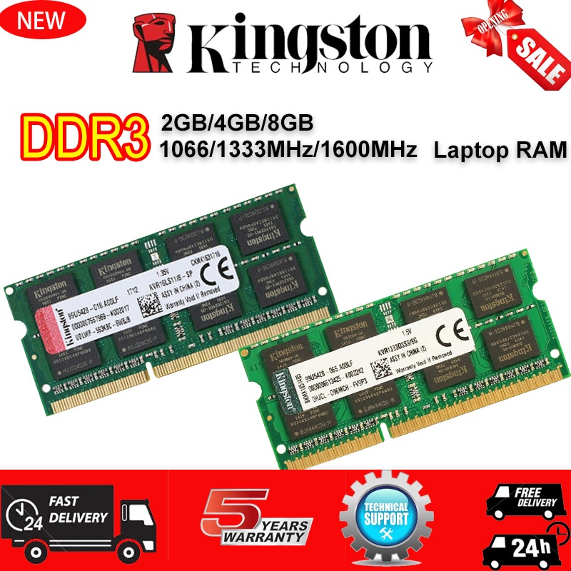 Kingston Memória DDR3 DDR3L 4GB 8GB Portátil RAM 1066/1333/1600MHz 1.35V 1.5V PC3 SODIMM notebook