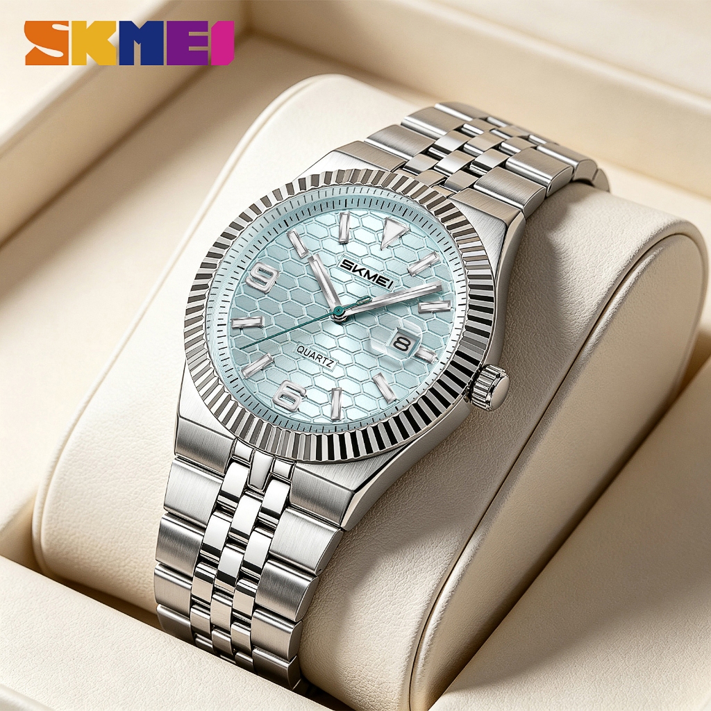 SKMEI Relógio Masculino Analógico Quartz Aço Inoxidável Calendário Resistente à