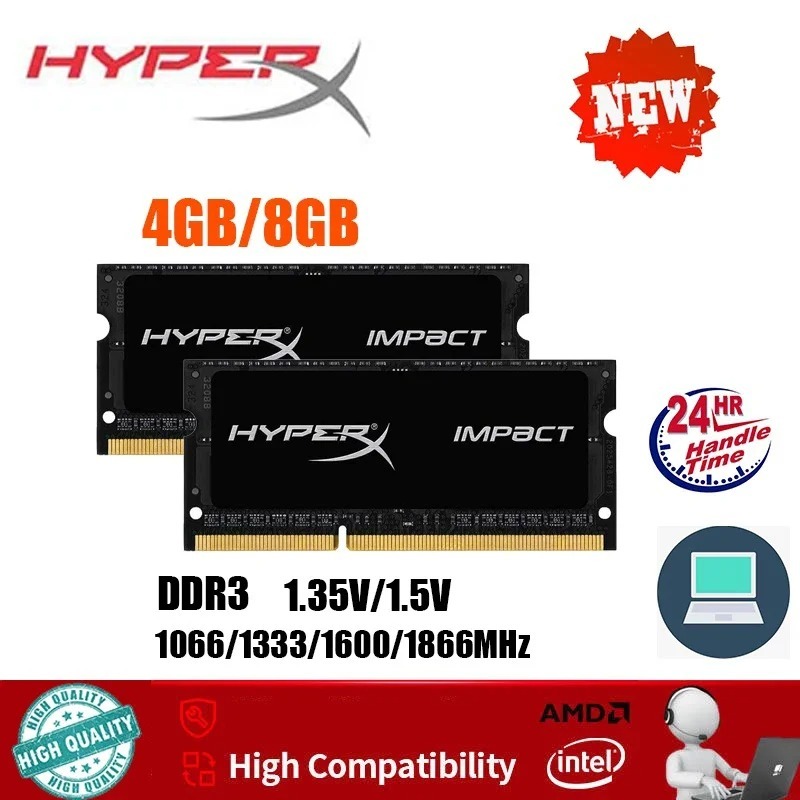 Kingston HyperX Portátil Ram DDR3L DDR3 8GB 4GB 1066Mhz 1333Mhz 1600Mhz 1866Mhz SO-DIMM PC3-8500 10600 12800 Notebook DD