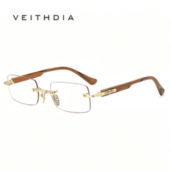VEITHDIA Óculos Retrô Masculinos E Femininos , Armações Ultraleves , Planos Sem Aro Da Moda JSFQ3