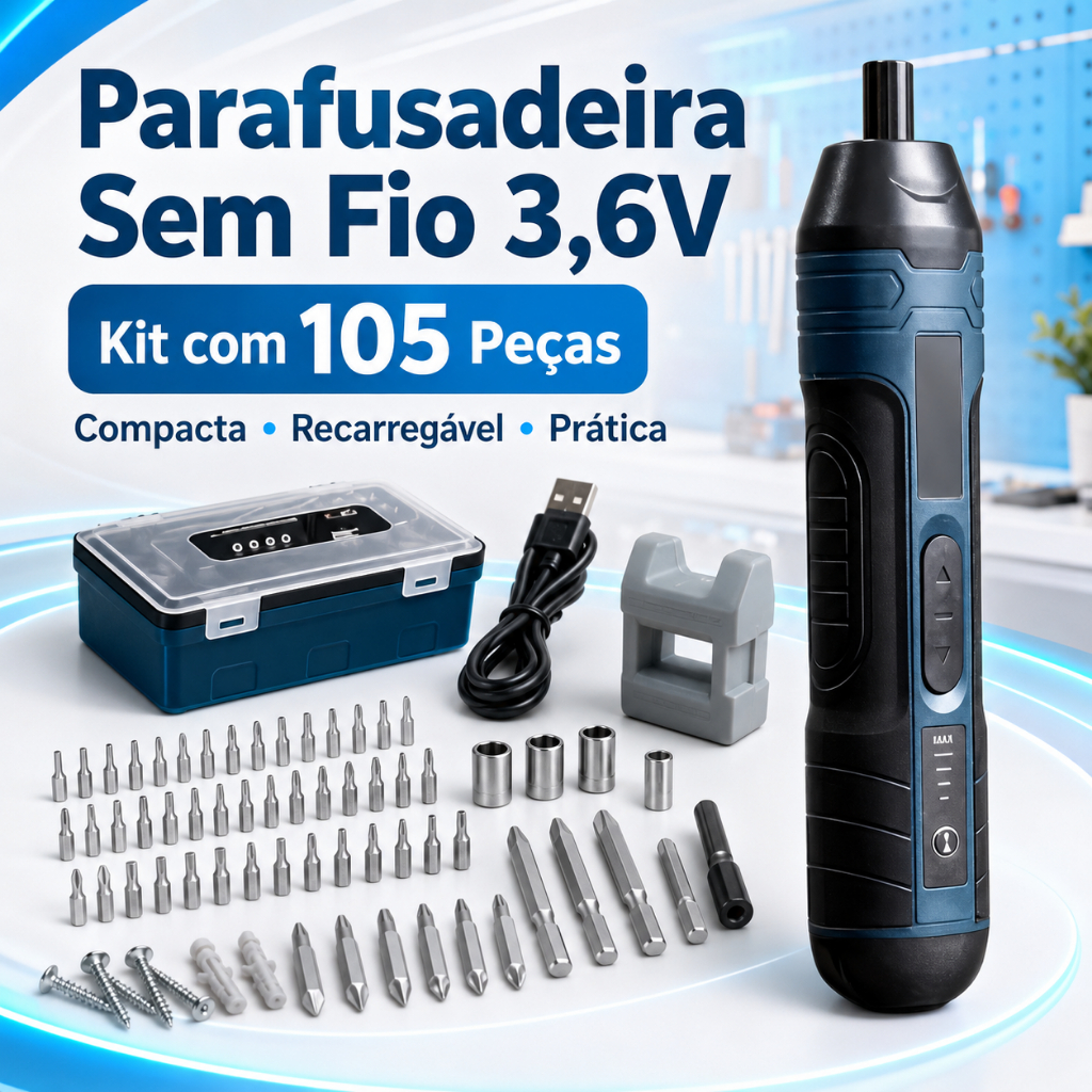 Chave de Fenda Elétrica de Ajuste de Torque 3.6V Multi-funções para Desmontagem e Parafuso Elétrico