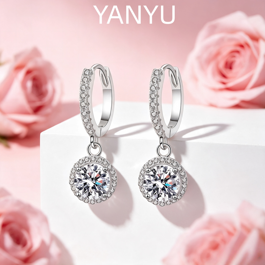 S925 brincos de prata feminino luz luxo brincos de diamante All-Match brincos presente