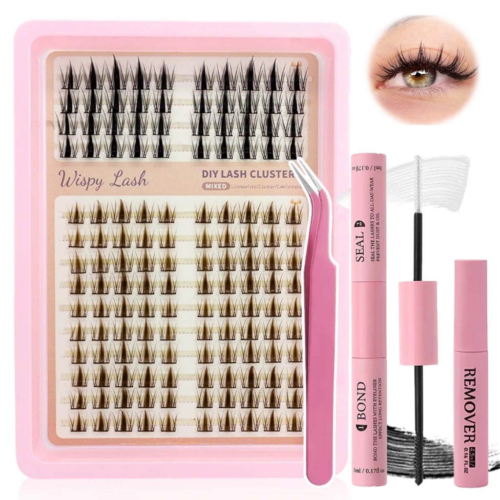 SHETZU Wispy Manga Lash Clusters 120 Pcs C Curl Comprimentos Mistos Preto Marrom Spiky Doll Kit De Extensões De Cílios P