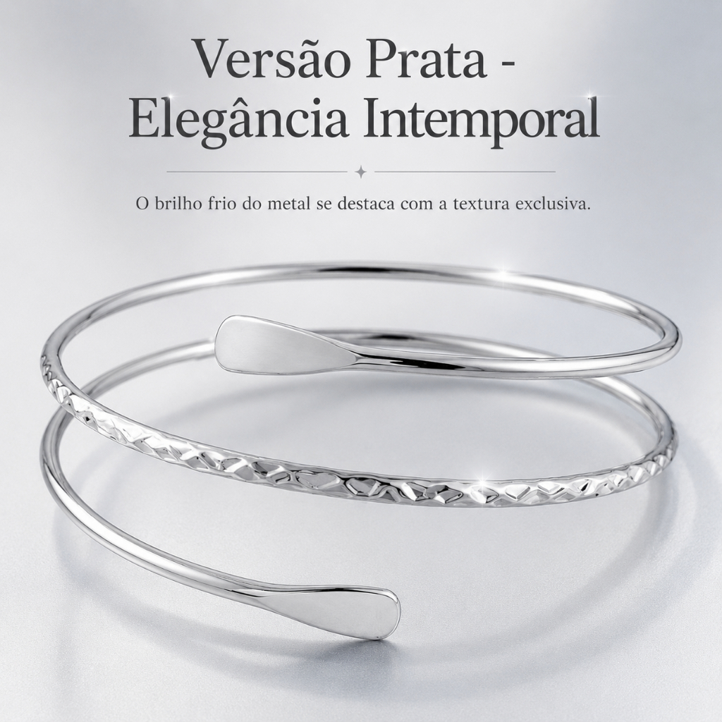 Senhoras duplo círculo braço anel abertura ajustável braço pulseira ouro/prata moda textura braço acessórios — imagem 2 de 2