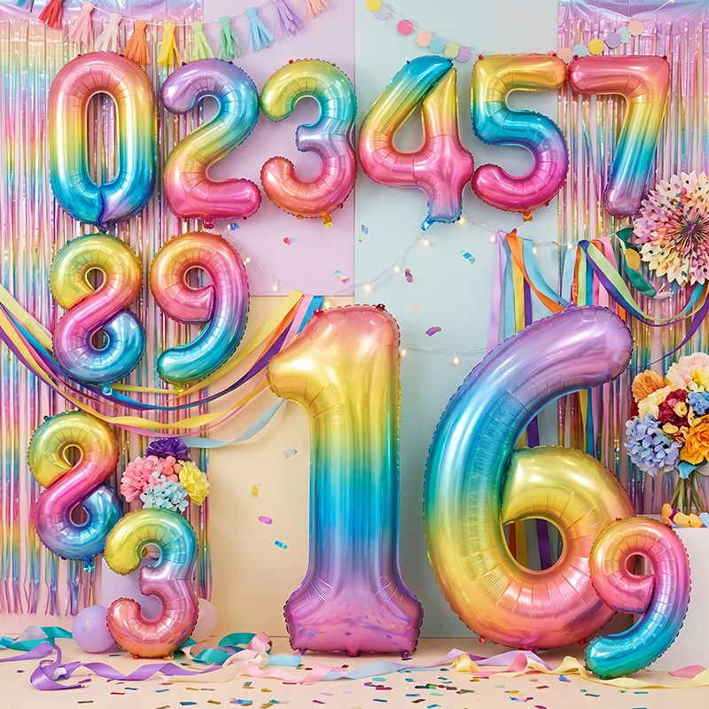 Balão De Número De 16 Polegadas (0-9) , Decoração De Aniversário Infantil , Folha De Alumínio , Suprimentos Para Festa ,
