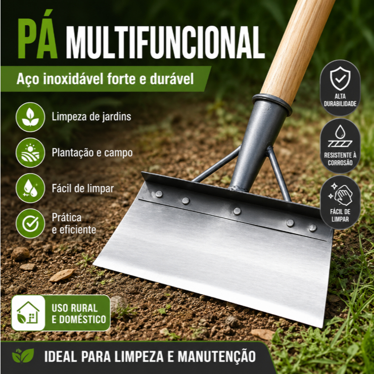 Pá multifuncional de aço inoxidável, adequada para pá de remoção de neve de jardim Pá de reprodução afiada Pá de limpeza