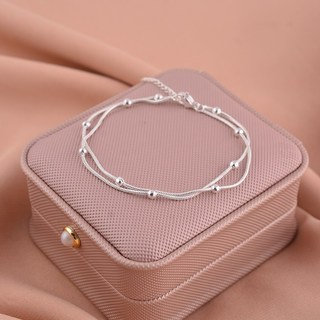 Pulseira De Prata 925 Dupla Camada Contas De Prata Várias Camadas Coréia Pulseiras Jóias Da Menina Das Mulheres Quente