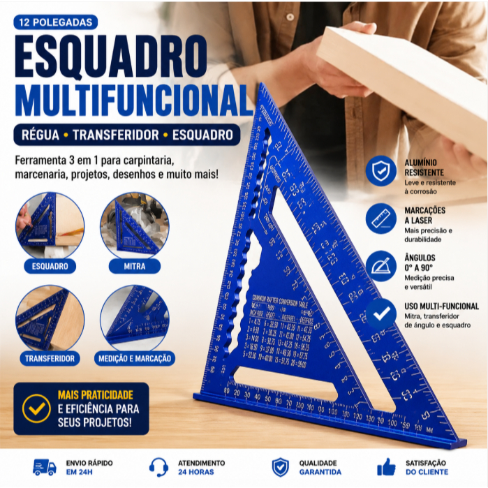 Esquadro Rápido TRIÂNGULO de 12 Polegadas em Triângulo Alumínio Carpinteiro