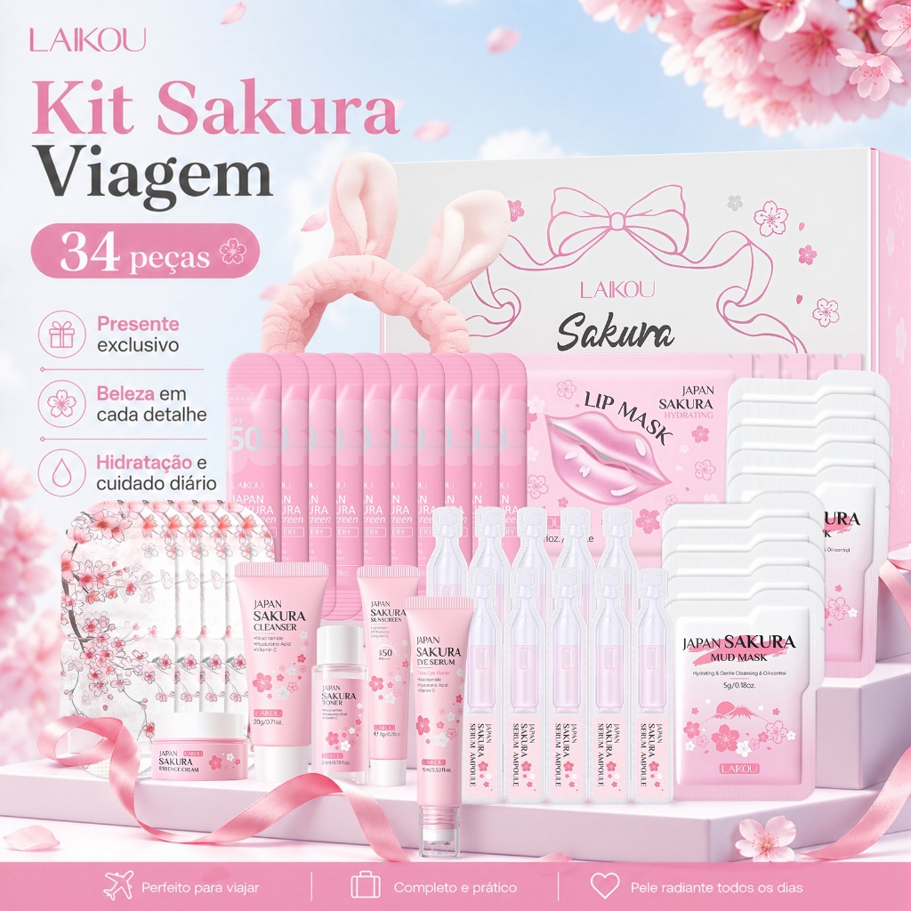 LAIKOU Sakura Radiante Beleza Conjunto De Cuidados Com A Pele Iluminando Até Mes