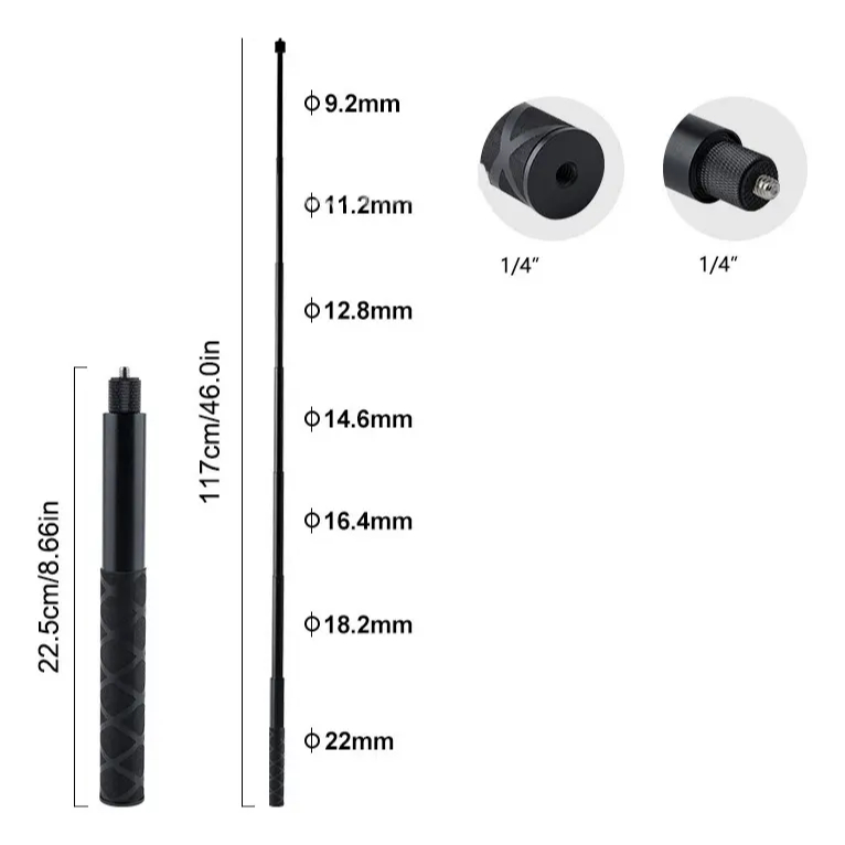 Bastão De Selfie Vertical Invisível Para Insta360 X3-x5 1,2m — imagem 2 de 2