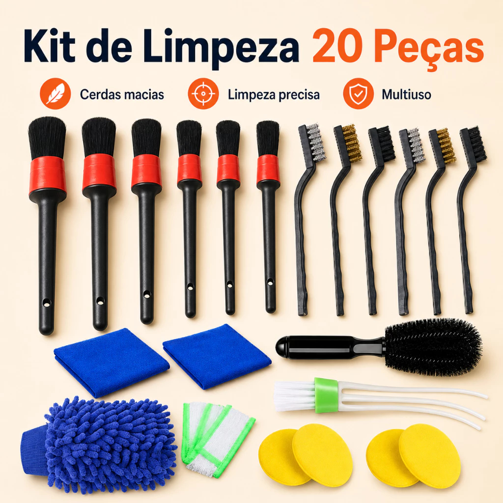 kit limpeza automotiva 20 peças