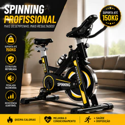 Bicicleta Ergométrica Spinning Profissional 150kg Inércia 15kg - Treino em Casa Esportivo