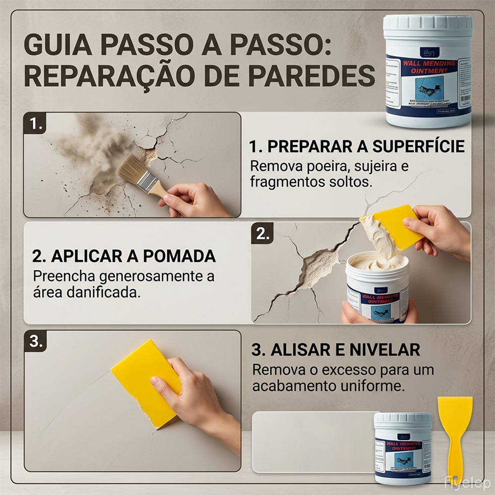 Pasta de reparo de parede, rachaduras e marcas rápidas e fáceis de reparar