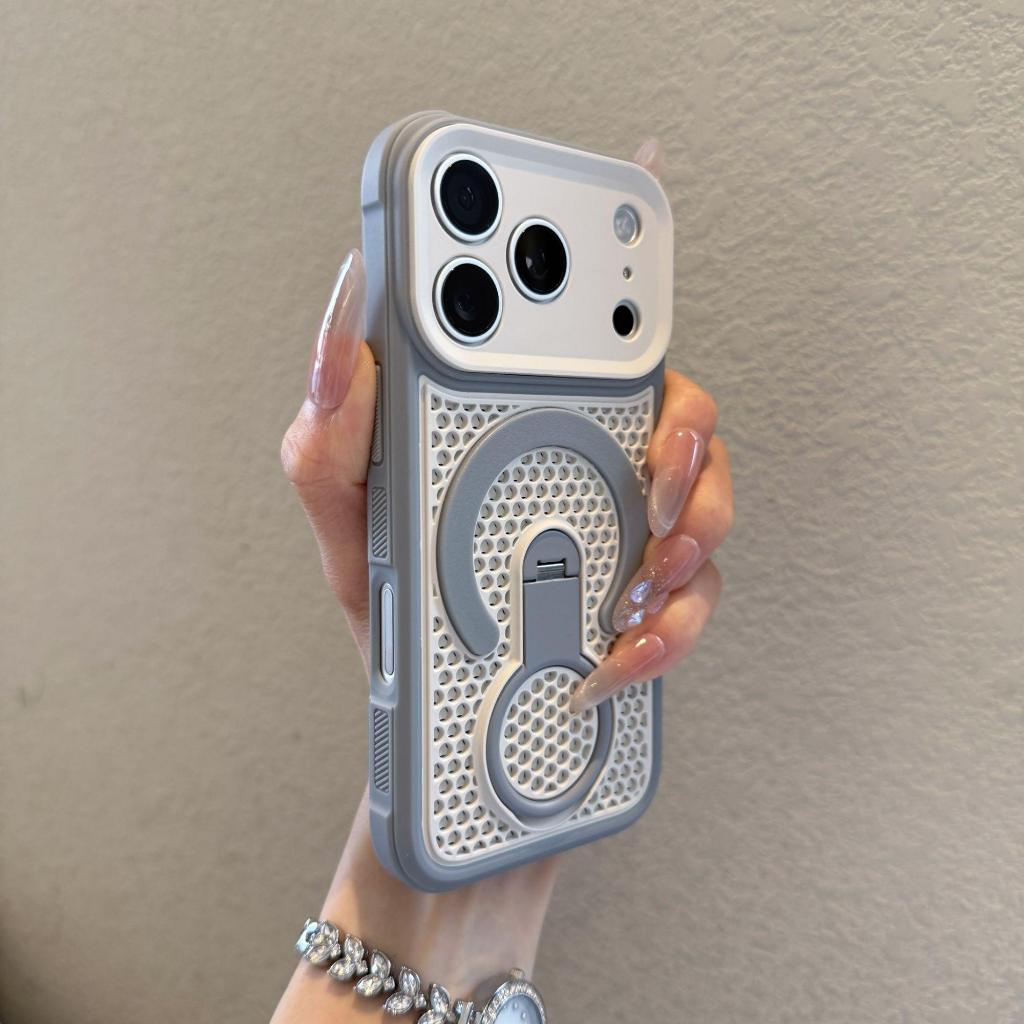 Capa de telefone magnética de dissipação de calor em favo de mel Premium com suporte, adequada para iPhone 11 12 13 14 1