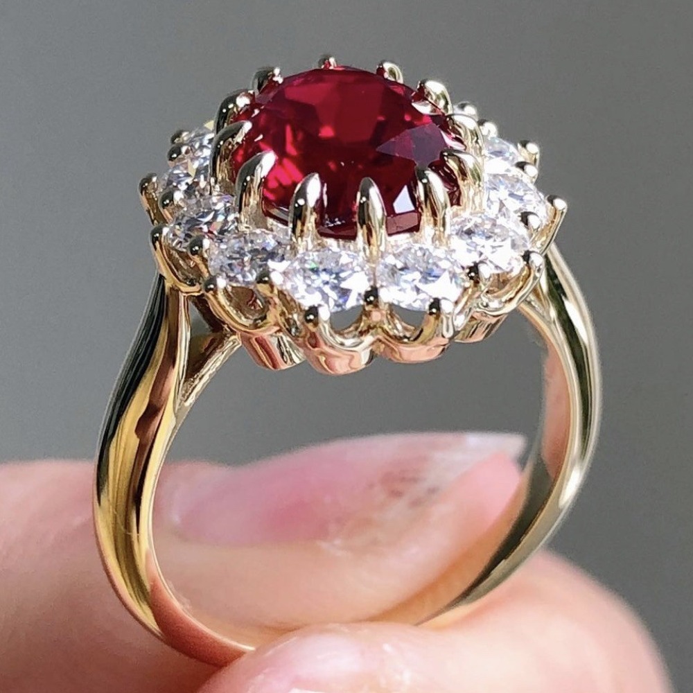 Fedsolife Anel Diamante Rubi Anel Moda Simples Senhoras Joias de Diamante Anel de Diamante de Casamento