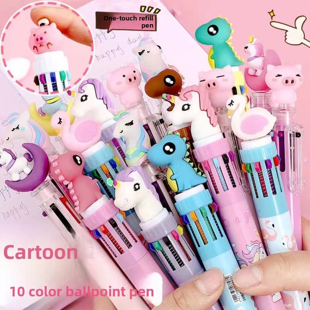 1pc 10 em 1 papelaria divertida 10 cores caneta esferográfica multicolorida papelaria/escritório/escola ​