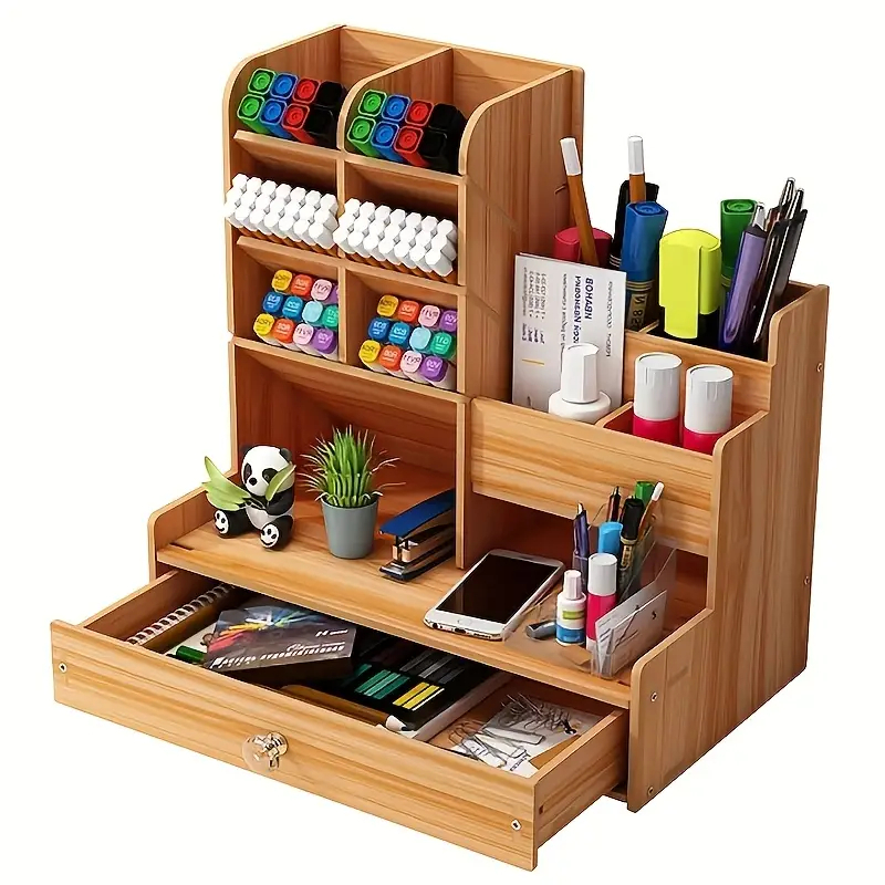 Organizador de Mesa Multiuso Escritório Maquiagem Porta Treco com Gavetas