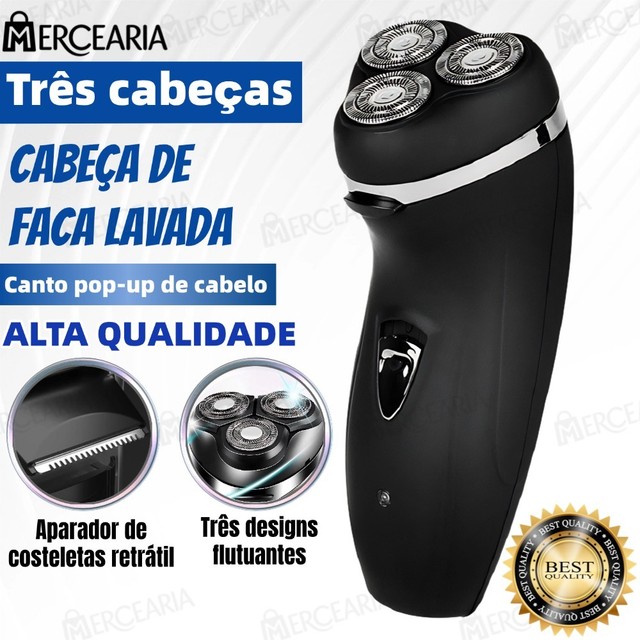 Máquina De Barbear Masculina Recarregável 220V 4D 3 Cabeças | TDU 220V Homens Elétrico Barbeador De Barba De Cabeça-MC