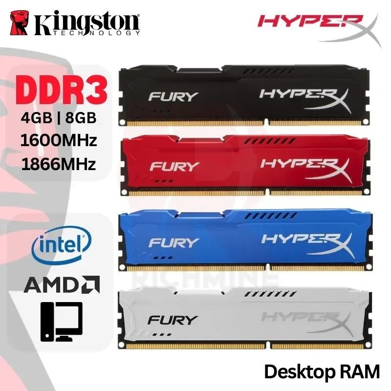 Kingston Hyperx DDR3 Memory Desktop RAM 4GB 8GB 1333MHz 1600MHz 1866MHz PC3 12800 240pin DIMM 1.5V