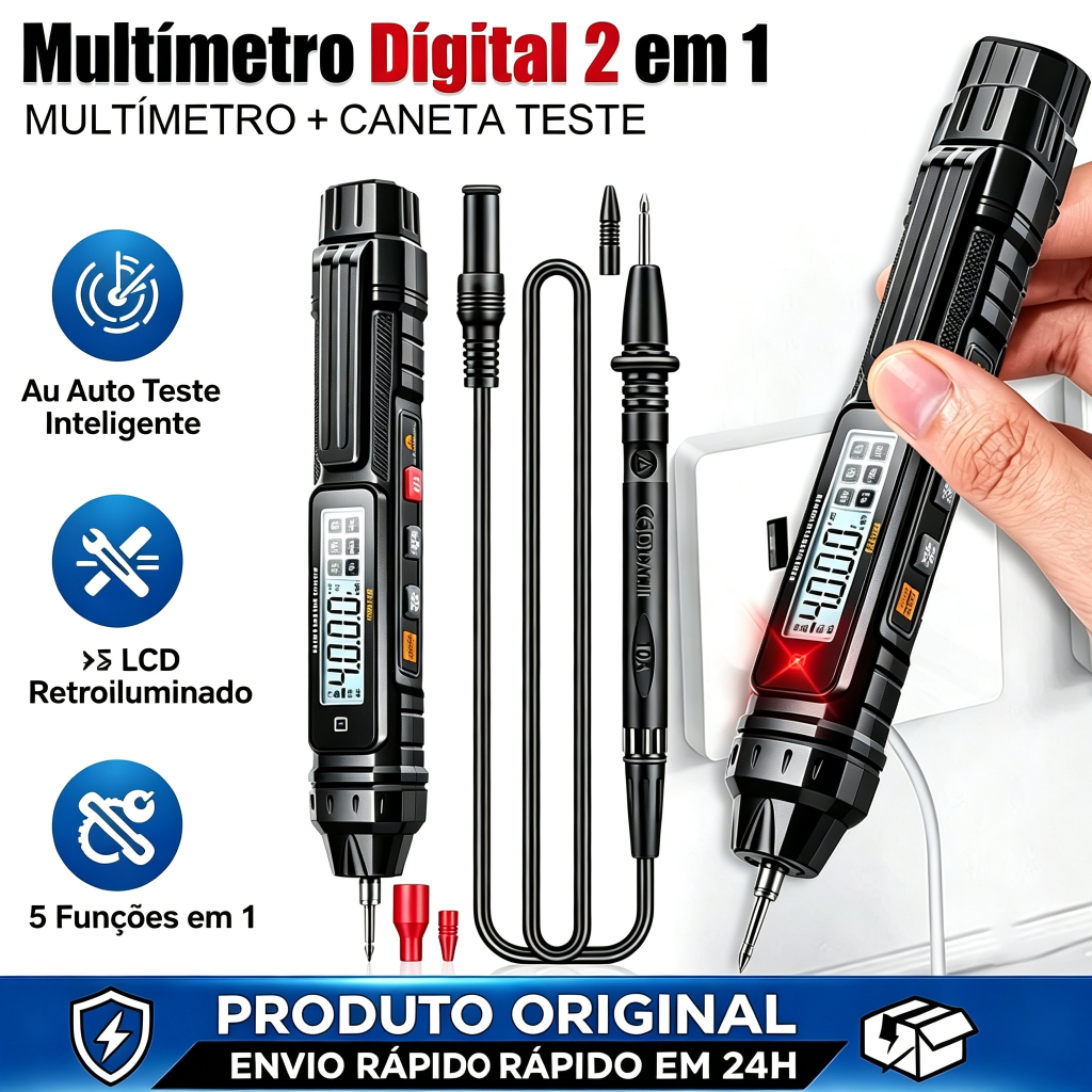 multímetro digital tipo caneta profissional contagem automática testador ac dc ohm medidor portátil para eletricista