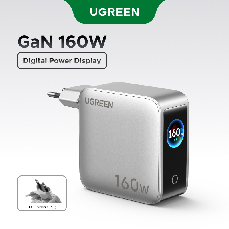 Carregador Rápido UGREEN 160W 4 Portas Ue GaN (USB-C * 3/A * 1) Para Iphone/Samsung/Computador/Ipad